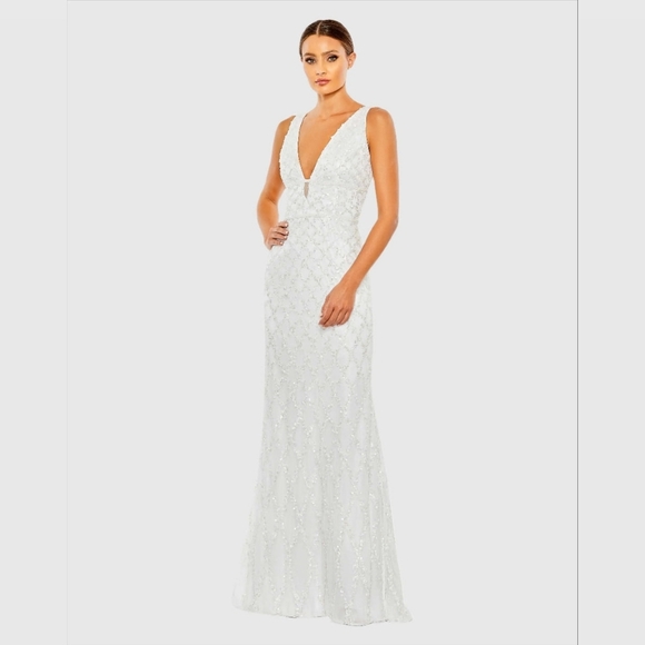 Mac Duggal White Sparkling Gown NWT - Picture 2 of 7